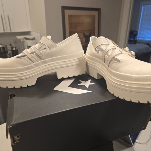 CONVERSE Chuck Taylor All Star Lugged Heel Mary Jane Platform Leather SZ 8 NEW - Picture 3 of 13